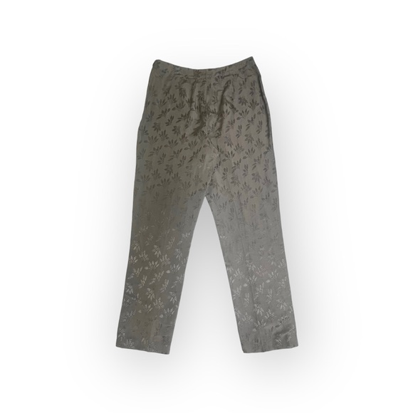 new Vince ⚘ Floral Embroidered Shimmery Silk Duponi Pant Pants ⚘ Gunmetal ⚘ Sml - Picture 3 of 16